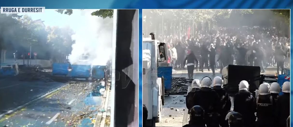 Policia me masa drastike! Hedh ujë me kimikate në drejtim të protestuesve